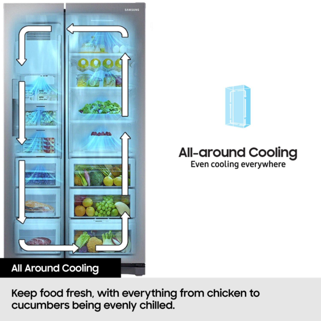 Samsung RS70F65KETEU 91.2cm Silver Fridge Freezer