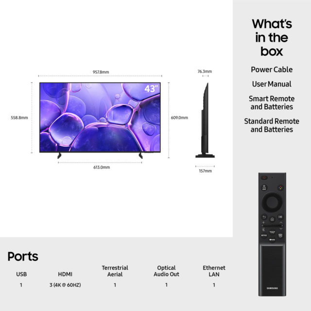 Samsung UE43U8020FKXXU 43inch 4K Crystal UHD Smart TV