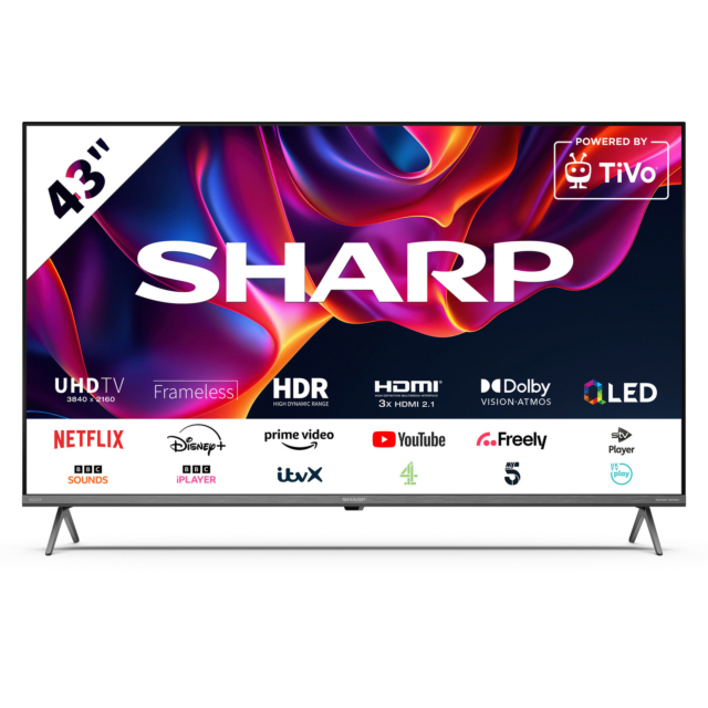 Sharp 4T-C43GM6245KS 43inch 4K UHD Quantum Dot Frameless Smart TiVo TV