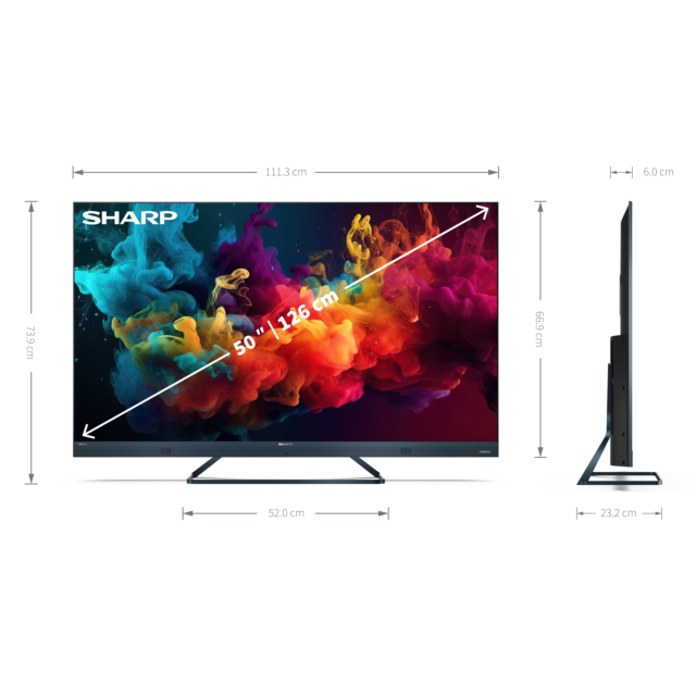 Sharp 4T-C50FQ5KM2KG 50inch 4K UHD Quantum Dot Frameless Smart Google TV