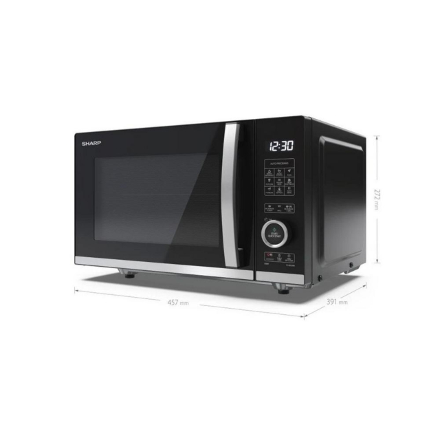 Sharp YC-QG204AU-B 20 Litres Flatbed Microwave Oven with Grill - Black
