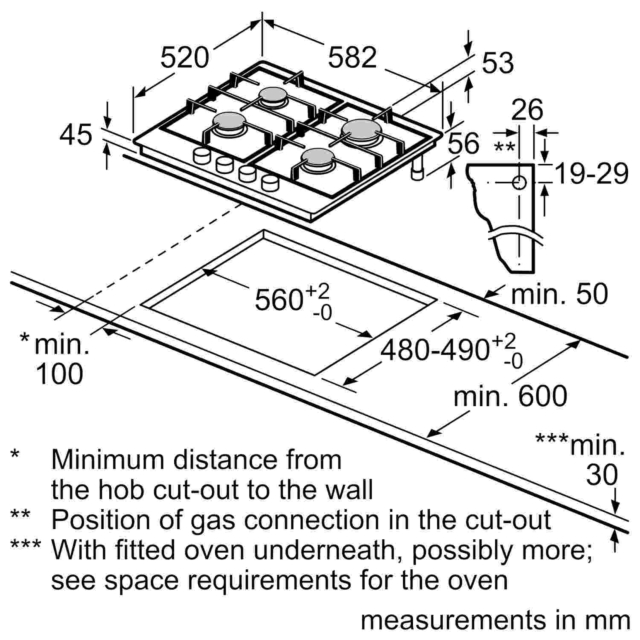 Siemens EC6A5PB90 4 Burner Gas Hob in Stainless Steel