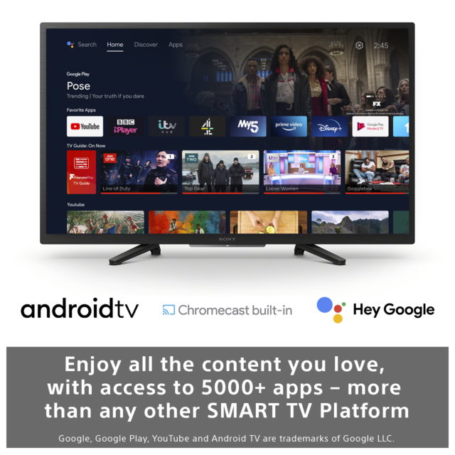 SONY KD32W800P1U 32inch HD Ready HDR LED TV with Google Assistant