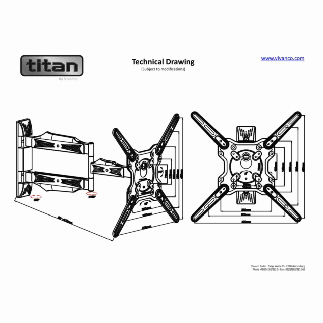 Titan 39500 BFMO 8140 Full Motion TV Wall Bracket for Screens up to 55 Inches