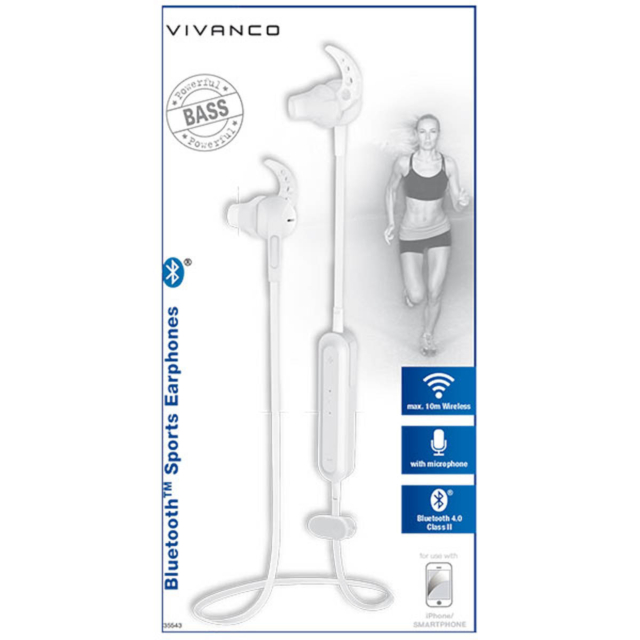 Vivanco 35543 SPORT AIR Bluetooth Sport In-ear Earphones in White