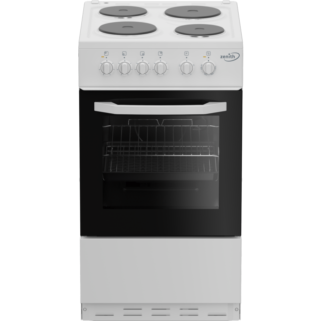 Zenith ZE503W 50cm Electric Single Oven with solid plate - hob White