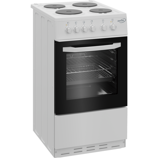 Zenith ZE503W 50cm Electric Single Oven with solid plate - hob White