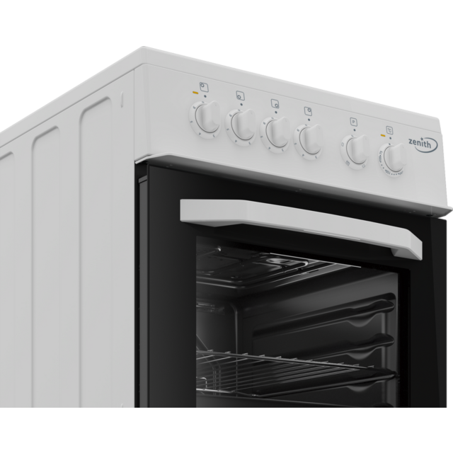 Zenith ZE503W 50cm Electric Single Oven with solid plate - hob White