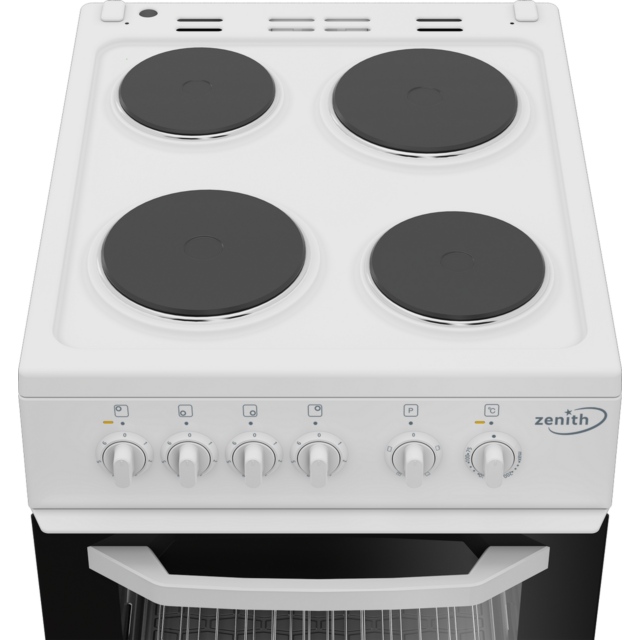 Zenith ZE503W 50cm Electric Single Oven with solid plate - hob White