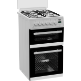 Beko EDG507W 50cm Twin Cavity Gas Cooker with Gas Hob - White