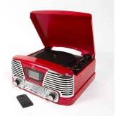 GPO MEMPHIS 4-in-1 Music Centre with Turntable in Red