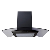 Prima PRCGH009 60cm Curved Glass Chimney Cooker Hood in Black