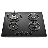 Stoves STGTG60C 4 Burner Gas Through Glass Hob in Black