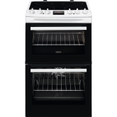 Zanussi ZCV46250WA 55cm Double Electric Cooker with Ceramic Hob - White