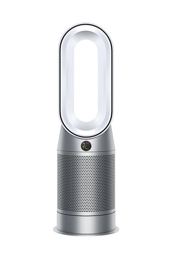 Dyson Purifier Hot and Cool in White and Silver is in the box.